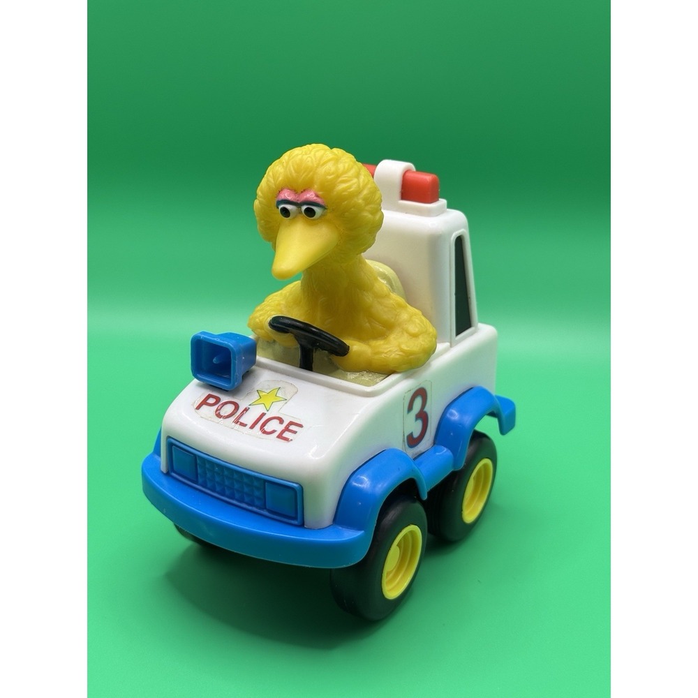 ILLCO Tyco 1980s/1990s Sesame Street Big Bird Police Jim Henson Pull Back N'Go